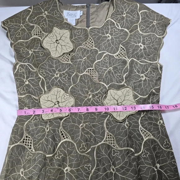 JSong Collection 8 100% Linen‎ Dress Maxi Embroidered Applique Fit And Flare Vtg - Picture 6 of 10